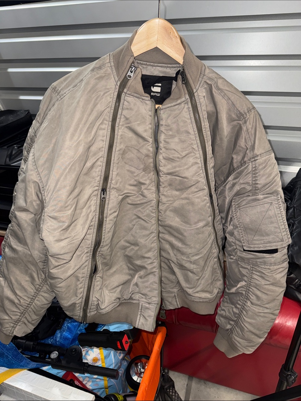 G-Star Men's Taupe/Khaki Quilted Bomber Jacket